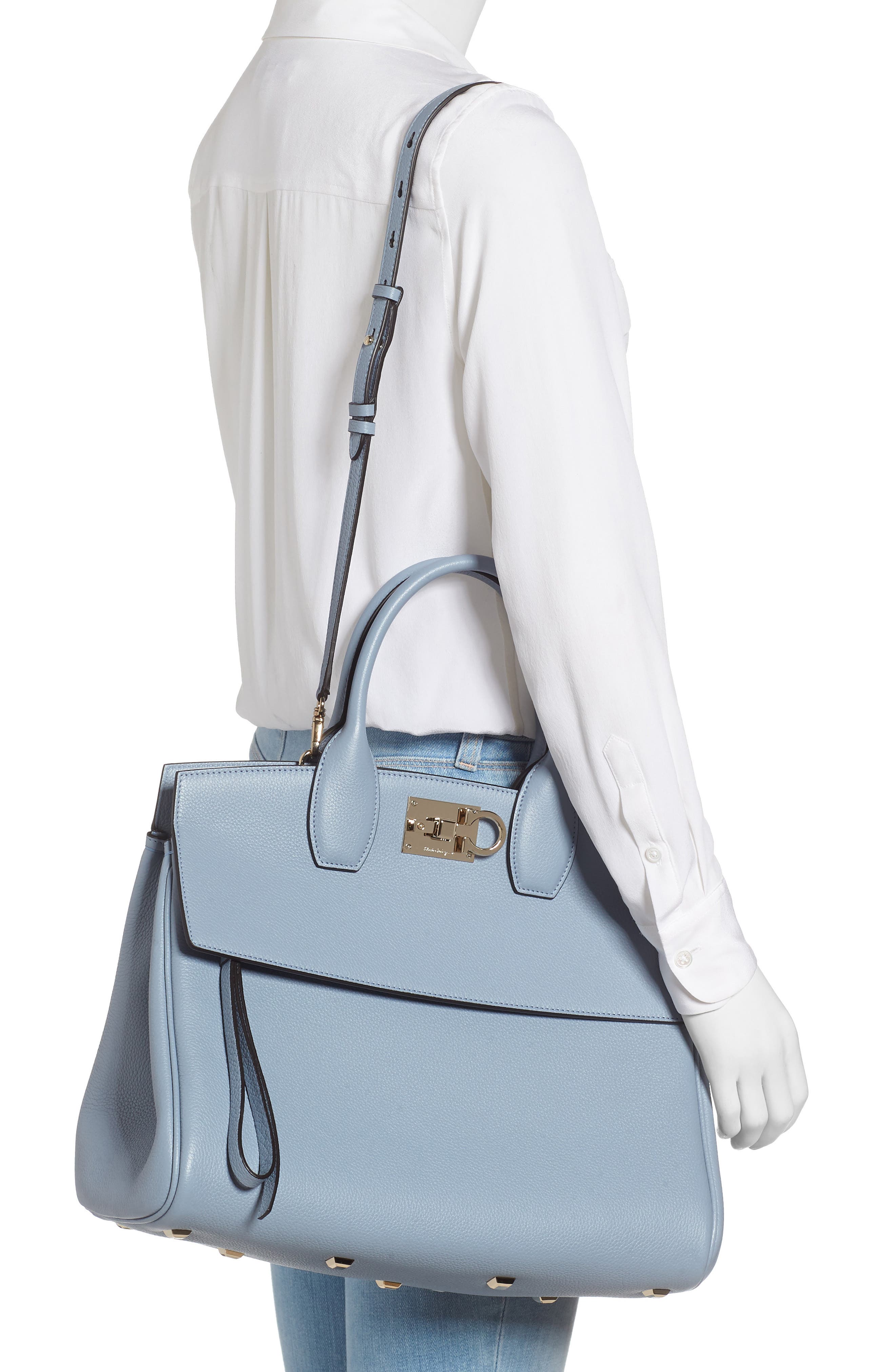 FERRAGAMO Salvatore Ferragamo The Studio Leather Top Handle Bag, Alternate, color, 