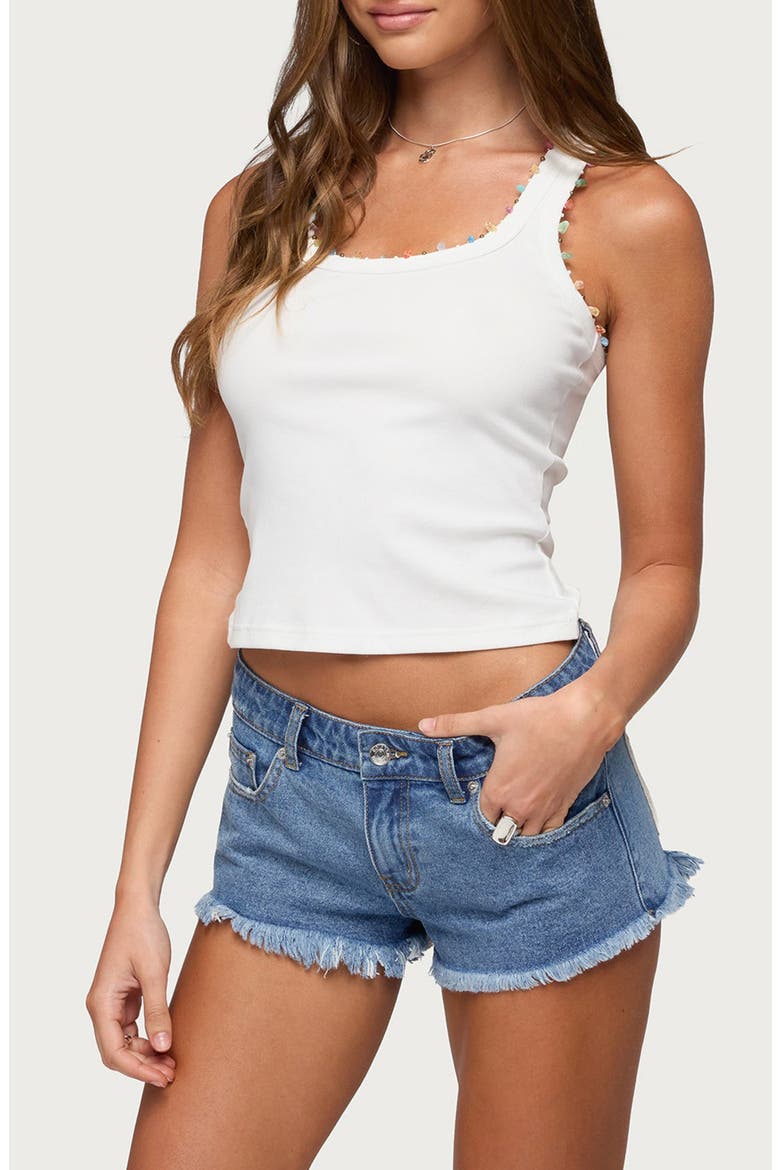 Gemstone Beaded Rib Tank, Alternate, color, WHITE