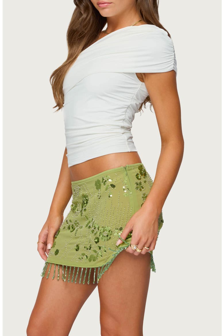Foldover One-Shoulder Crop Top, Alternate, color, WHITE