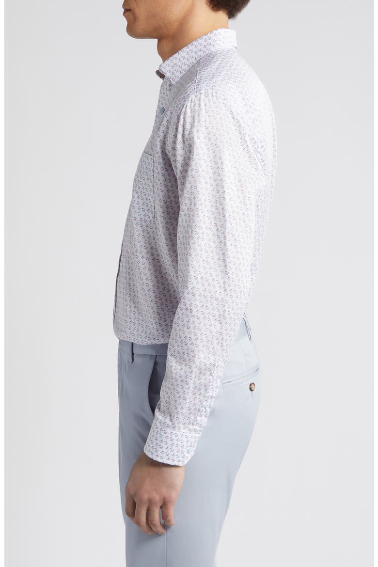 Cocktail Print Cotton Button-Up Shirt, Alternate, color, PINK/BLUE