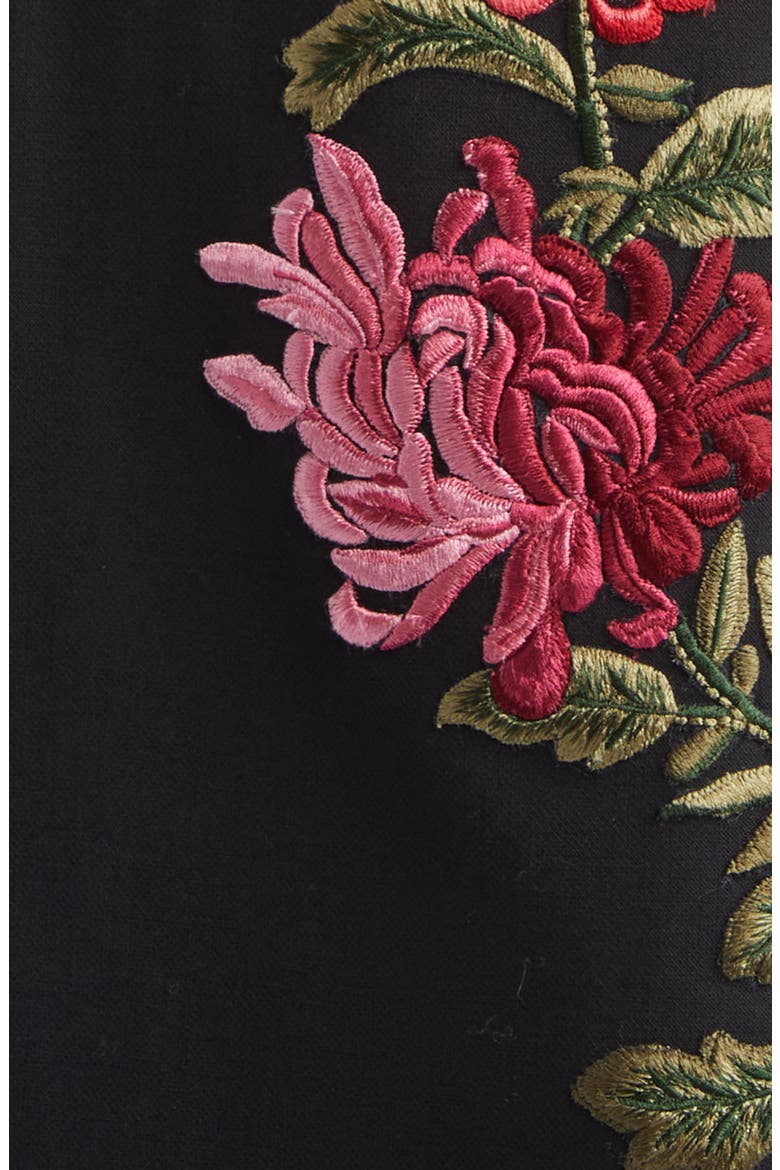 Floral Embroidered Stretch Wool Shift Dress, Alternate, color, BLACK MULTI