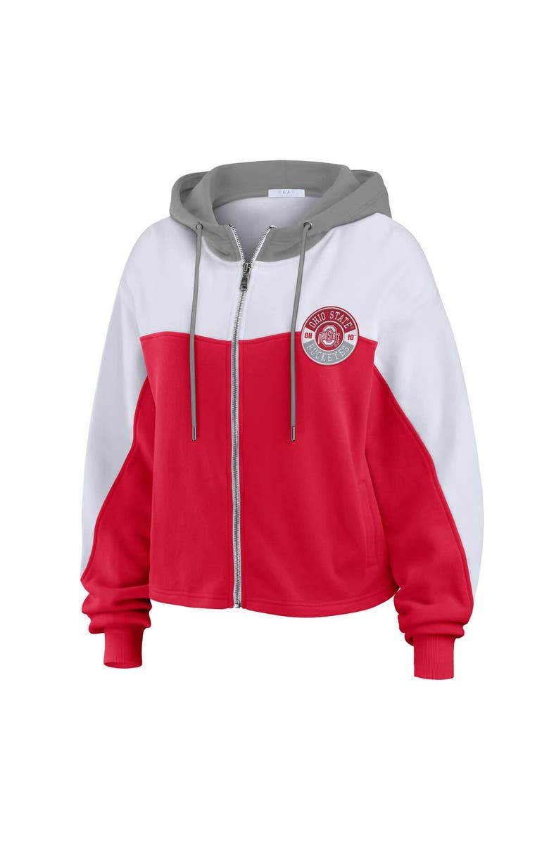 WEAR by Erin Andrews Women's WEAR by Erin Andrews Scarlet Ohio State Buckeyes Color-Block Full-Zip Hoodie, Alternate, color, 