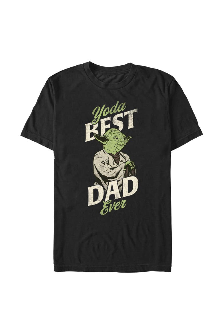 Men's Star Wars Distressed Yoda Best Dad Ever  Graphic T-Shirt, Main, color, Black