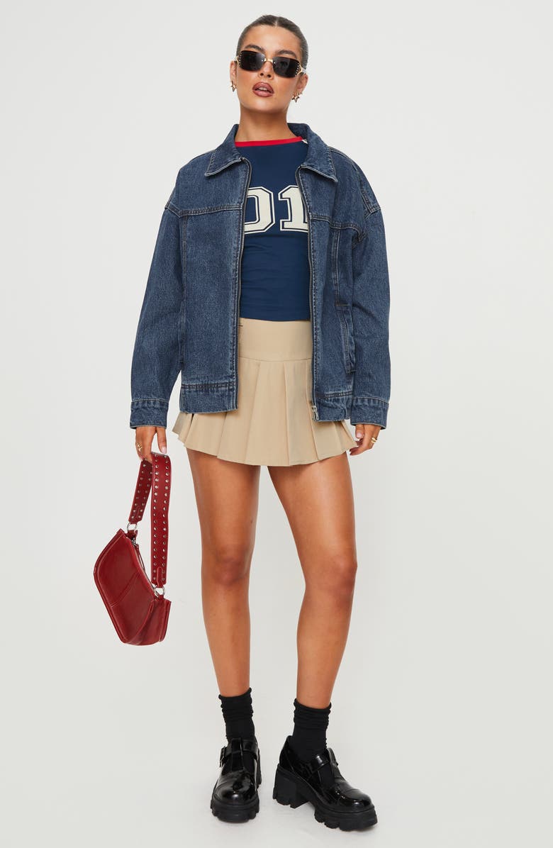 Princess Polly Goldsmith Denim Bomber Jacket, Alternate, color, Blue