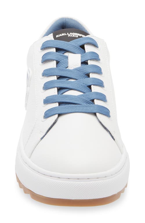 Karl Lagerfeld Paris Karl Head Leather Sneaker In White/blue
