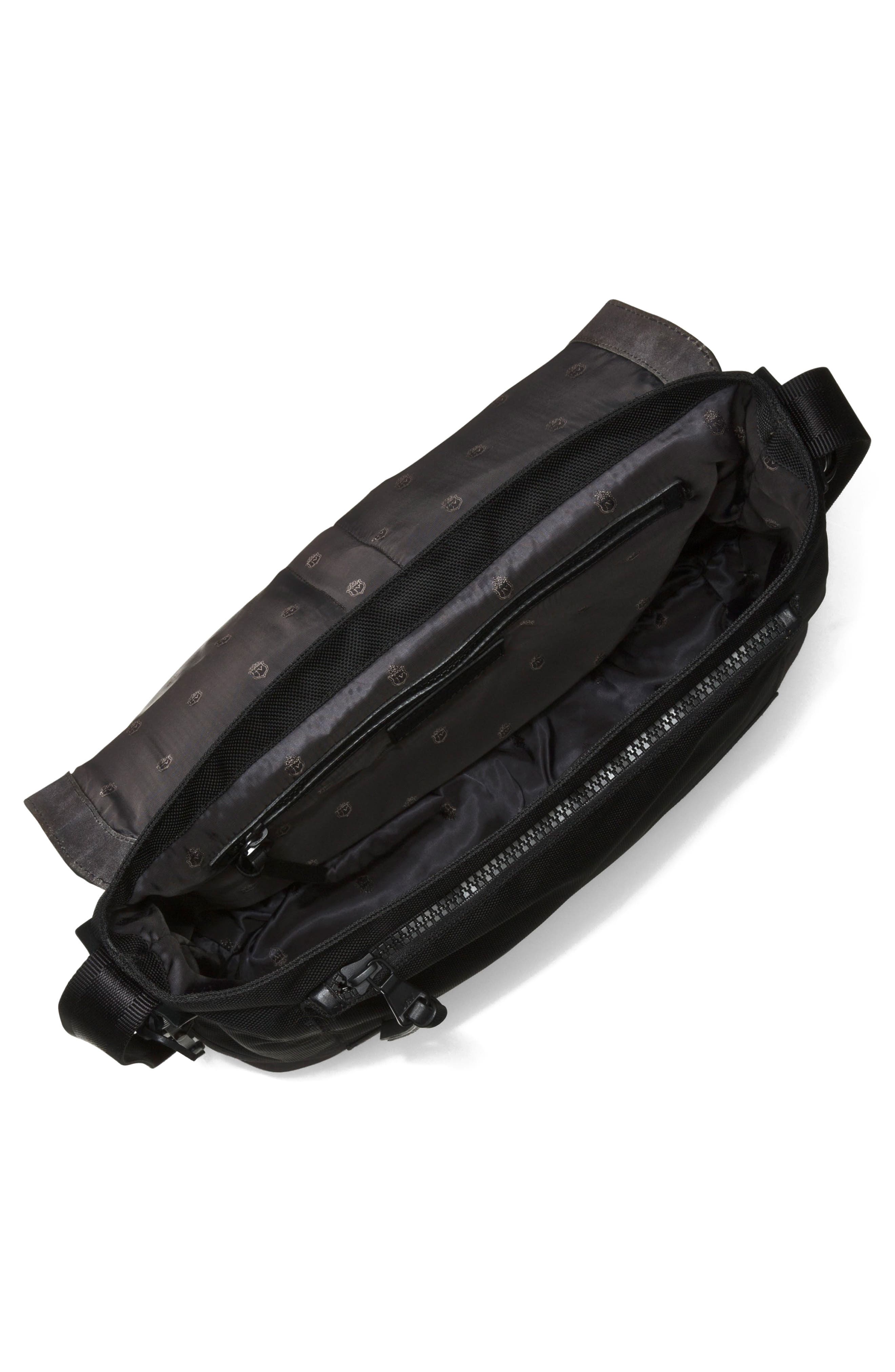 John Varvatos Star USA Suede & Ballistic Nylon Messenger Bag, Alternate, color, 