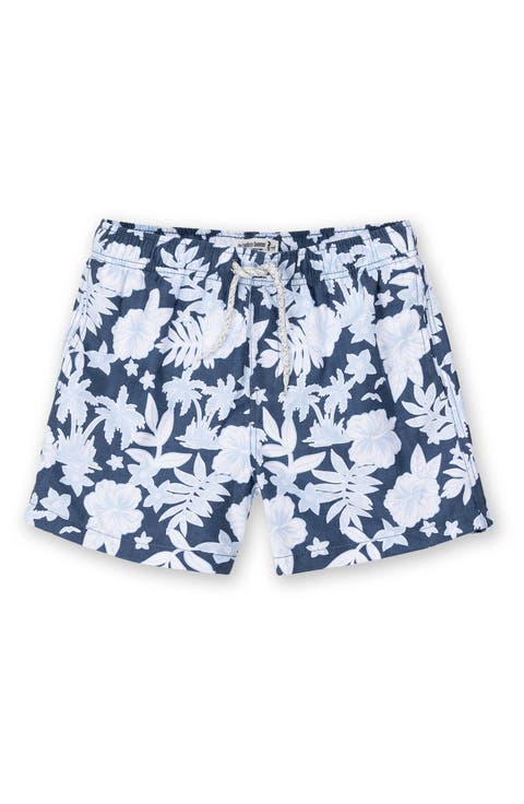 Kids' Hibiscus Print Volley Swim Trunks (Little Kid)