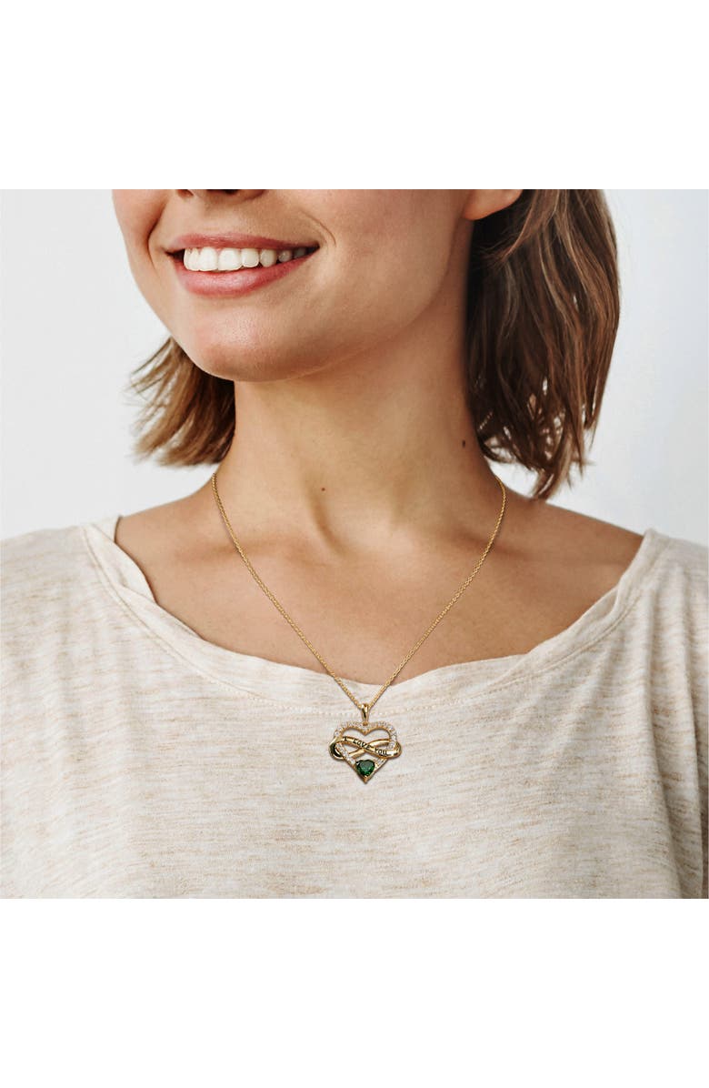Julianna B. Color Zirconia Infinity Heart Necklace Yellow-Plated, Alternate, color, Green Cz
