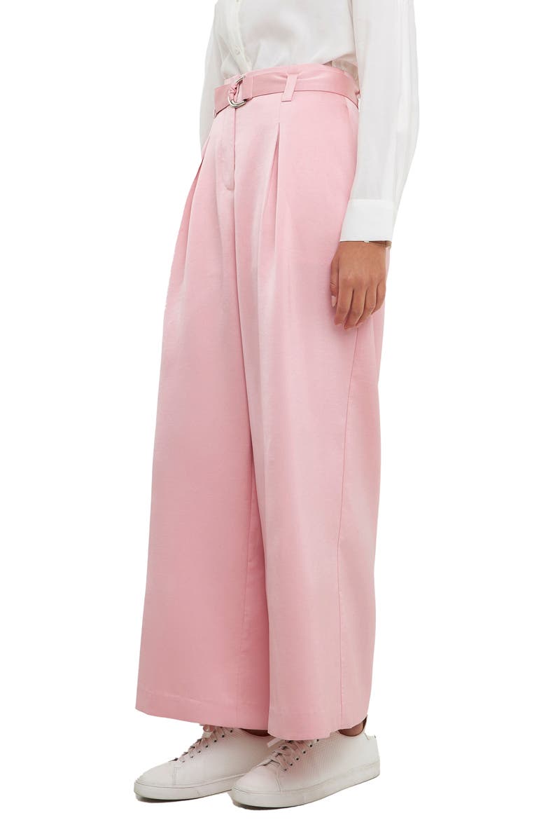 Satin Wide Leg Ankle Pants, Alternate, color, PINK