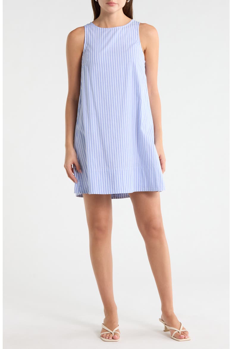 Leilani Cotton Chambray Shift Dress, Main, color, LIGHT BLUE WHITE STRIPE