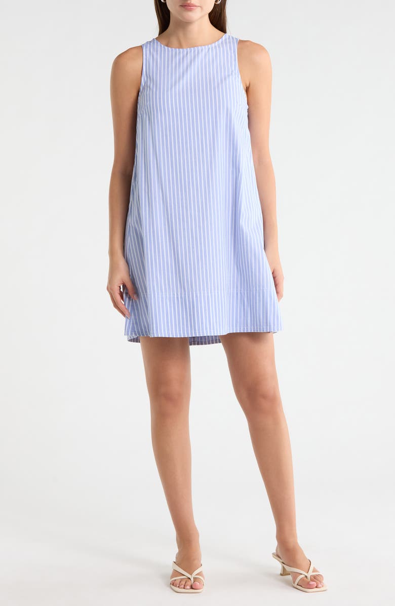 Madewell Leilani Cotton Chambray Shift Dress, Main, color, Light Blue White Stripe