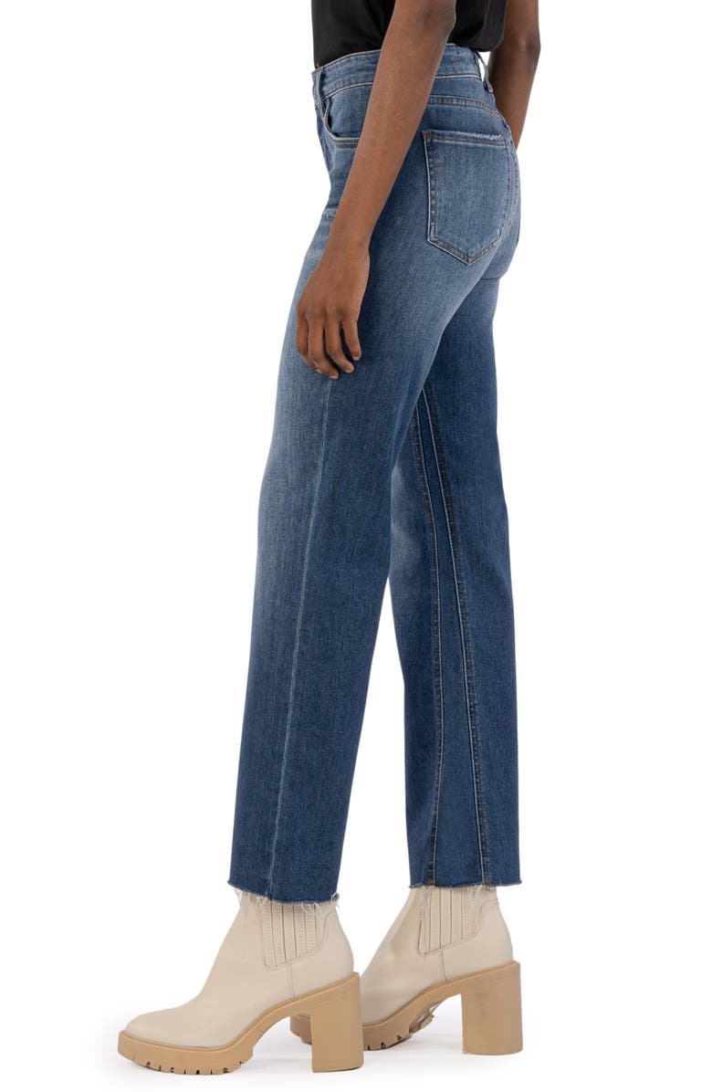 KUT from the Kloth Kelsey Fab Ab Raw Hem High Waist Ankle Flare Jeans, Alternate, color, Royal
