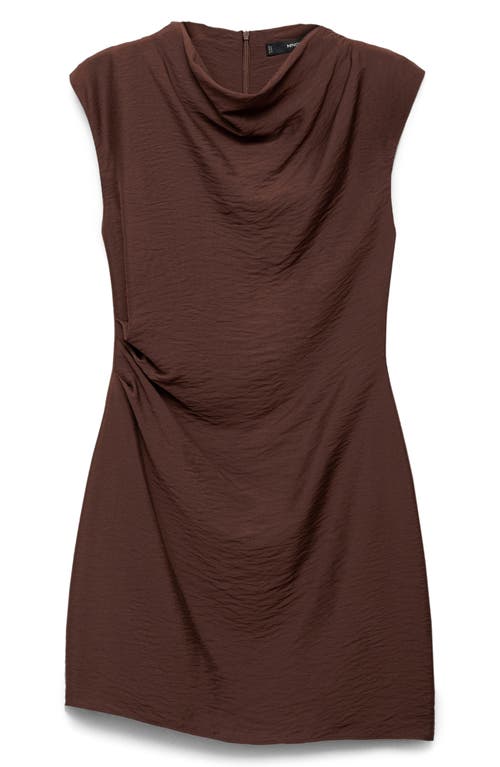 Mango Drape Texture Minidress In Brown
