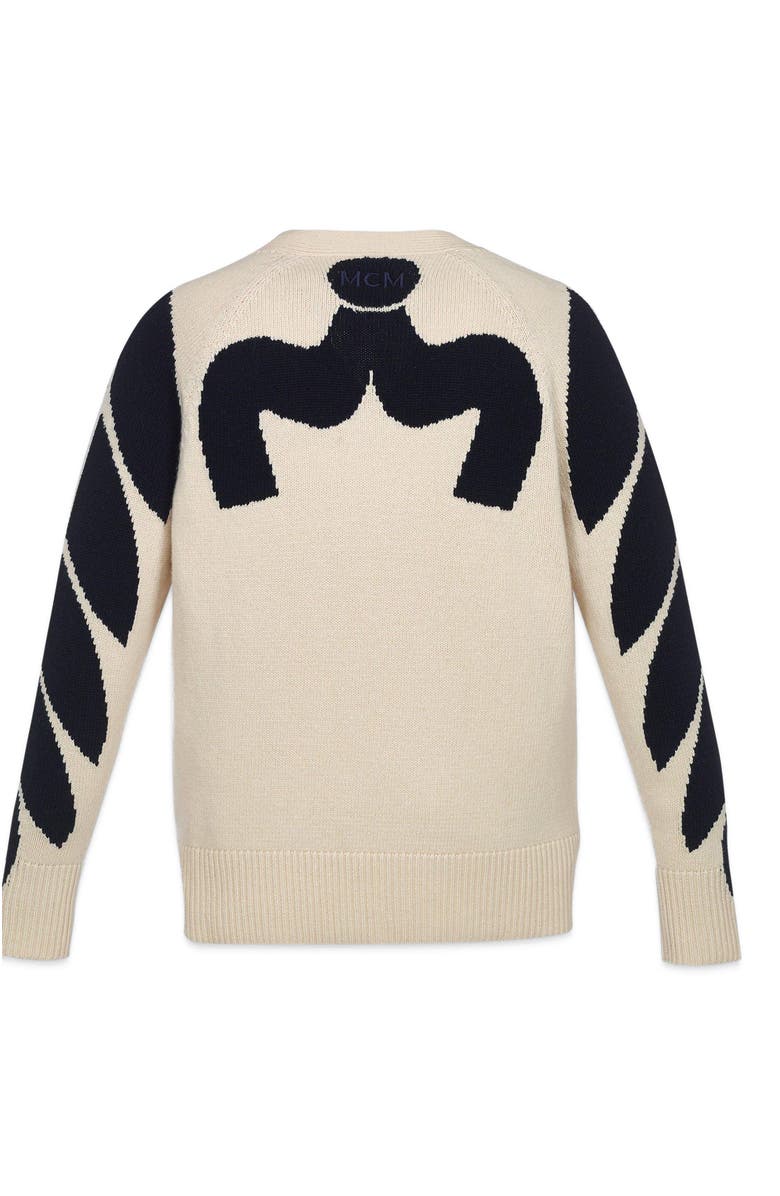 MCM Intarsia Laurel Cardigan, Alternate, color, White