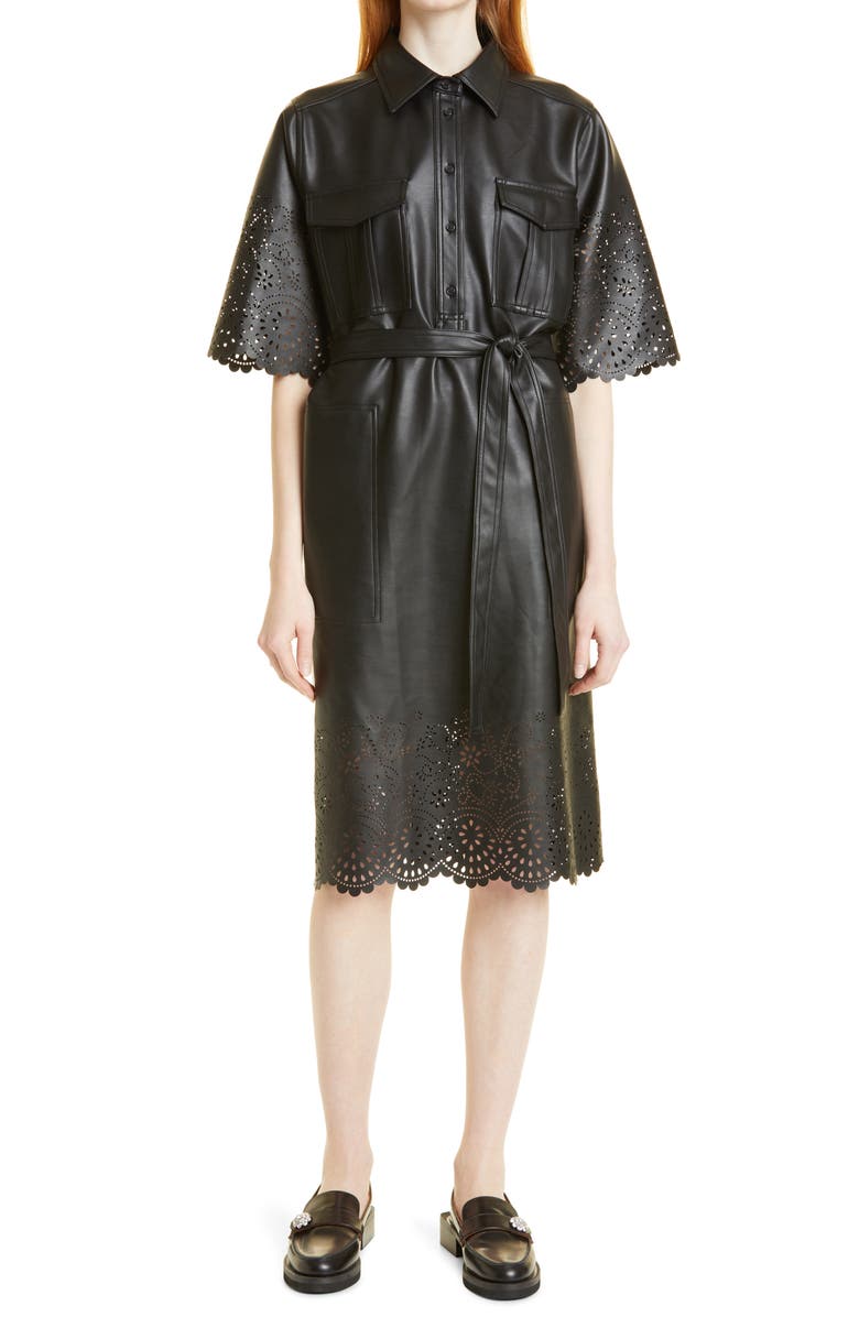 MUNTHE Nieve Faux Leather Shirtdress, Main, color, 