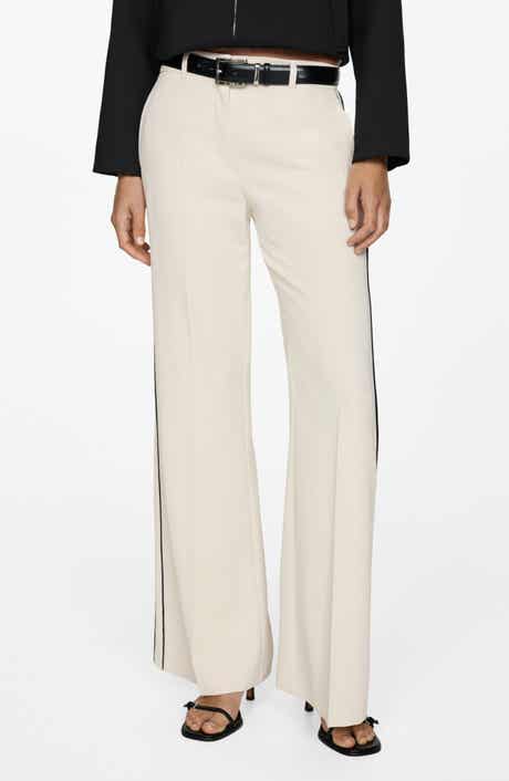 MANGO Side Stripe Knit Wide Leg Pants