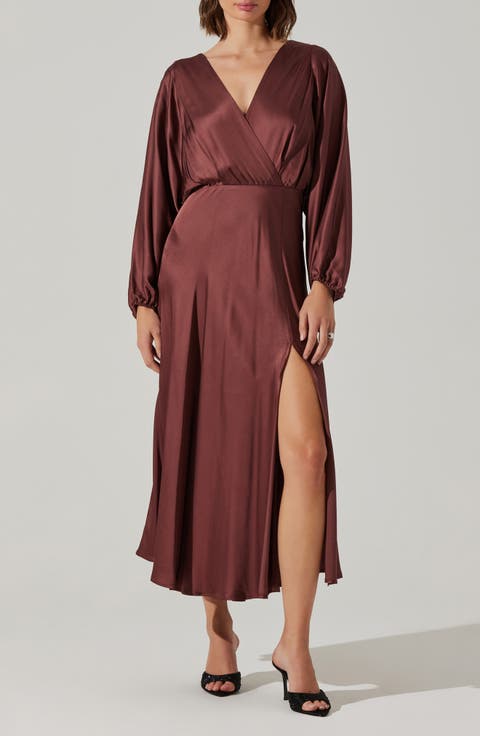 Kimiko Long Sleeve Faux Wrap Dress