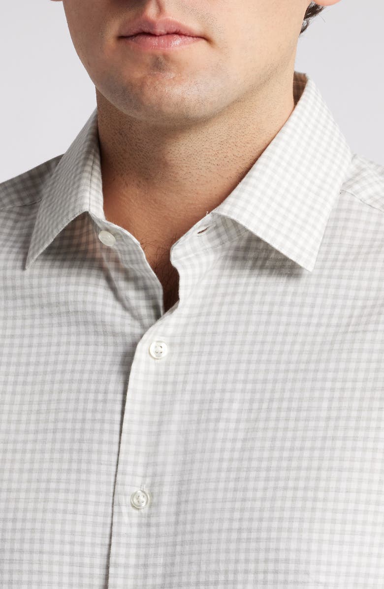 Scott Barber Gingham Stretch Cotton & Cashmere Button-Up Shirt, Alternate, color, 