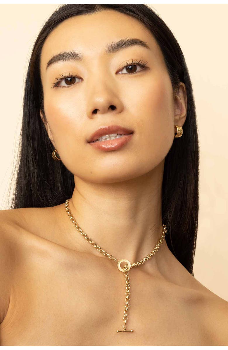 Oradina 14K Yellow Gold Moto Bold Hoops, Alternate, color, Yellow Gold