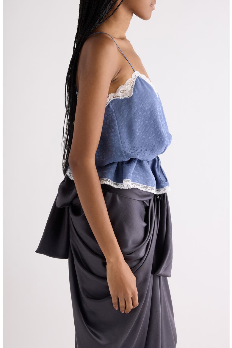 Lace Trim Floral Silk Jacquard Camisole Top, Alternate, color, WASHED BLUE