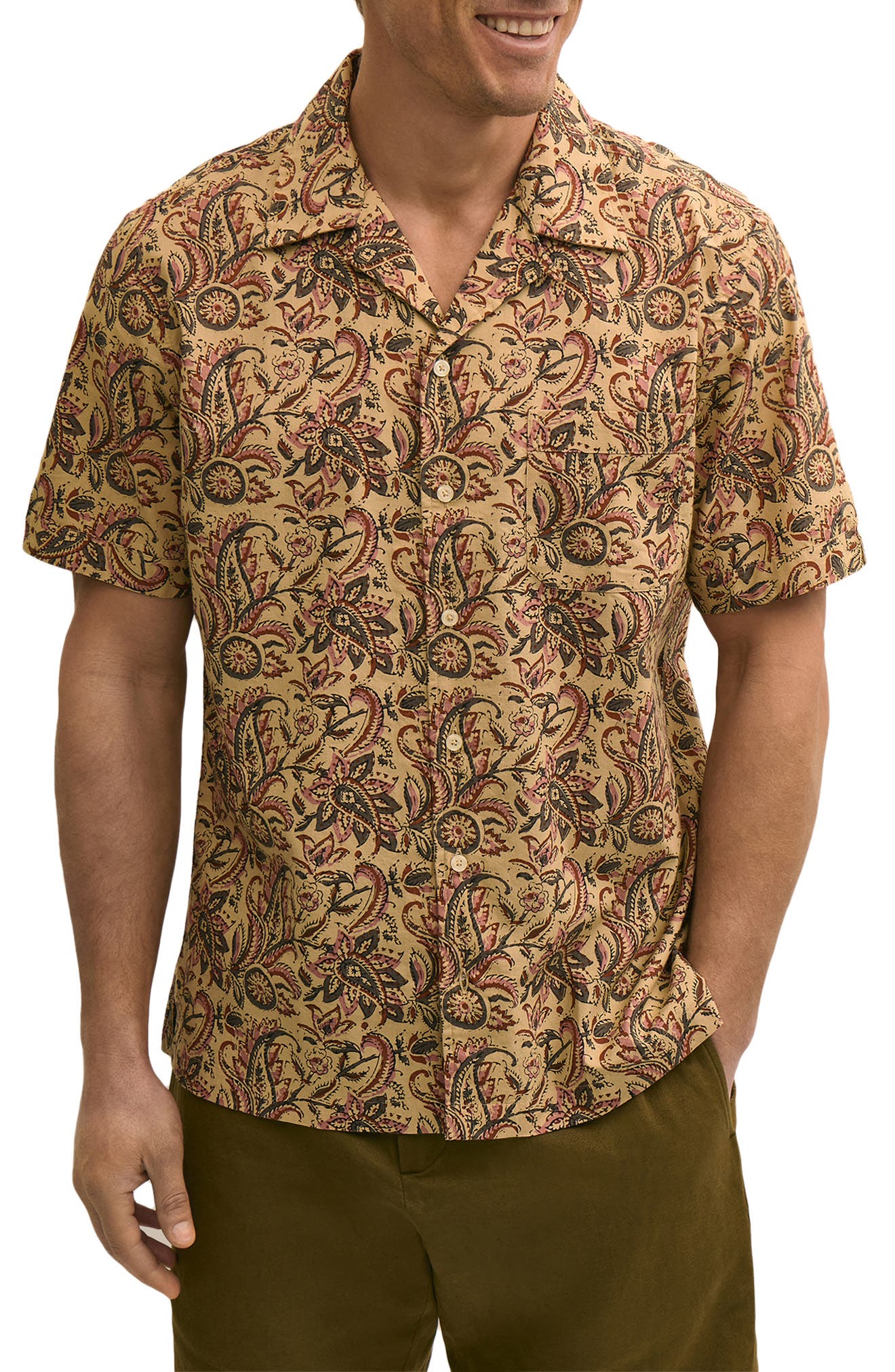 Block Print Cotton Camp Shirt