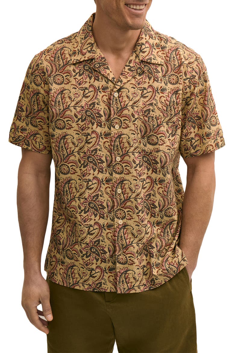 Block Print Cotton Camp Shirt, Main, color, PAISLEY