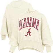 PRESSBOX Women's Pressbox Natural Alabama Crimson Tide Oversized Waist-Length Crewneck Sweatshirt