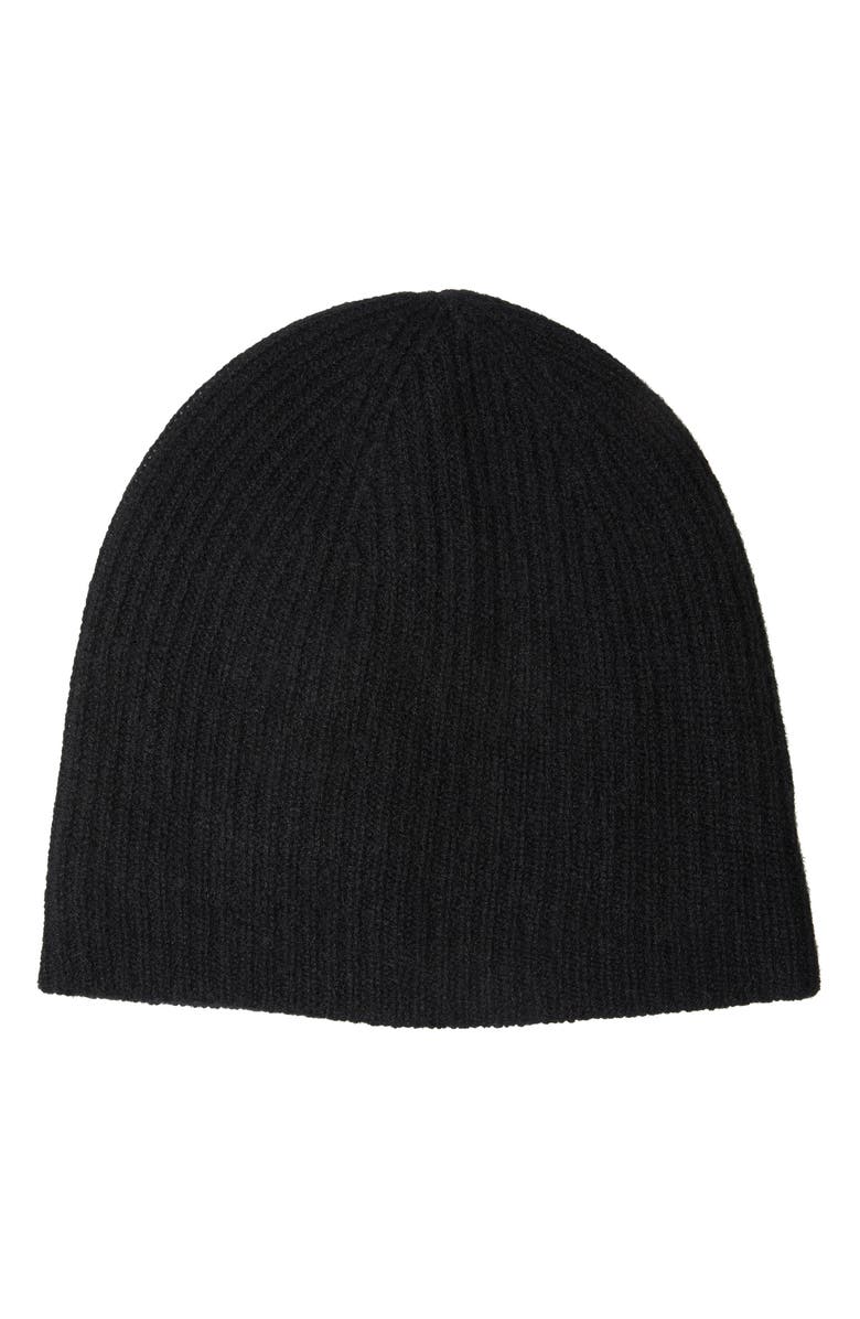 Amicale Cashmere Double Layer Rib Knit Beanie, Main, color, Black