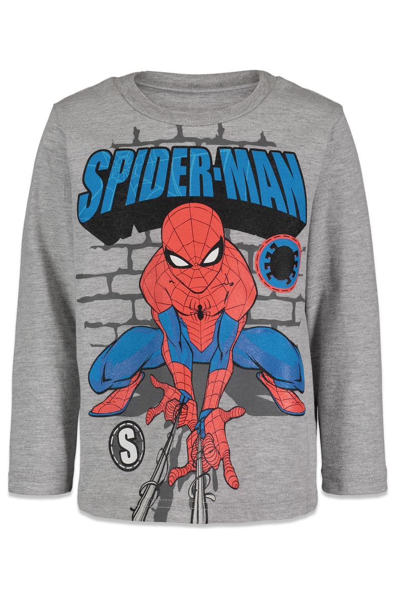 Spider-Man 2-Piece Long Sleeve T-Shirt Set, Alternate, color, Heather Grey White