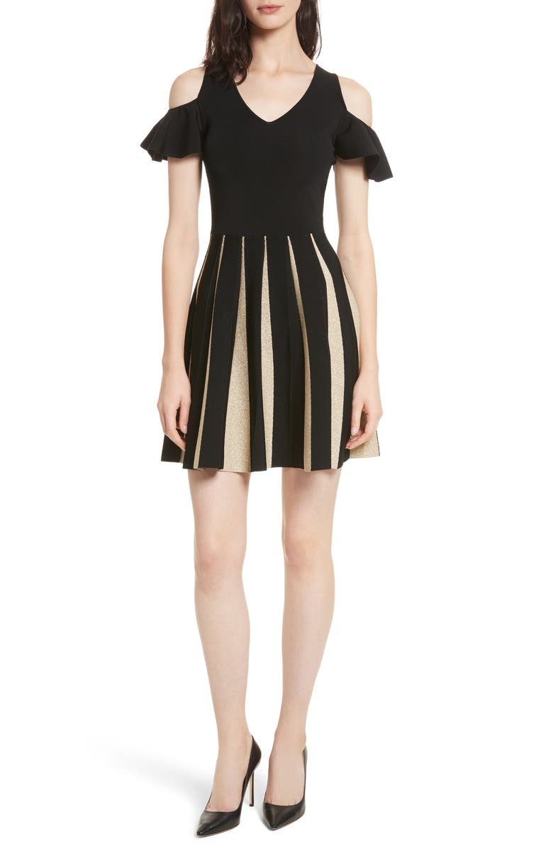 Ted Baker London Flippy Cold Shoulder Skater Dress, Main, color,