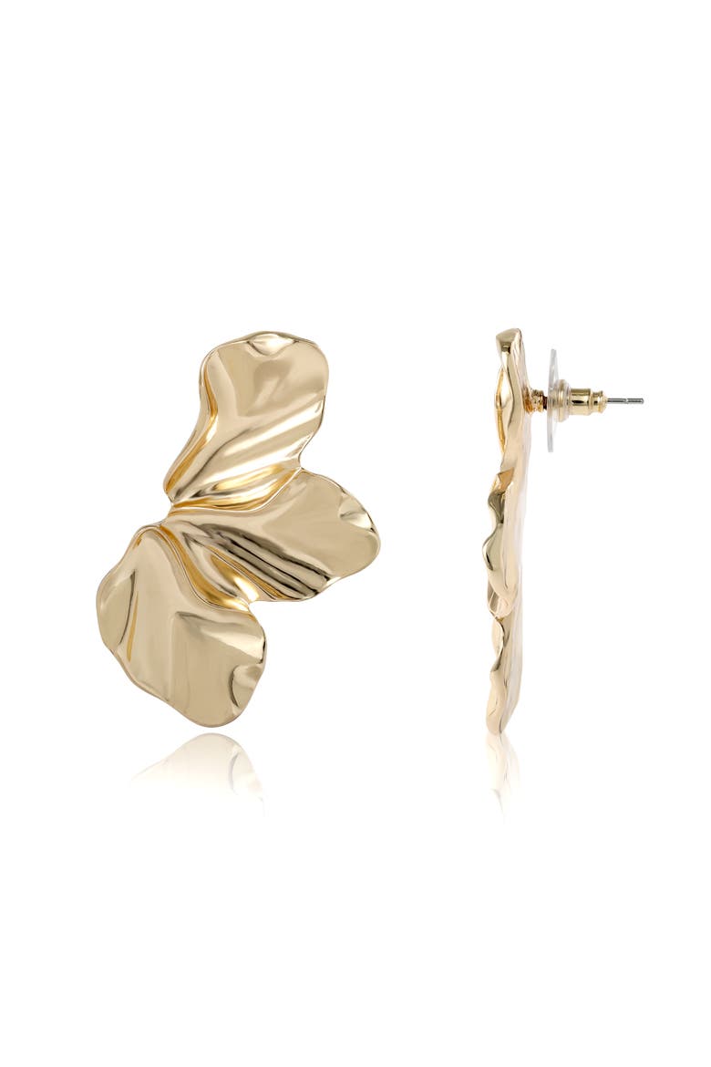 Half Petal Earrings, Alternate, color, Gold