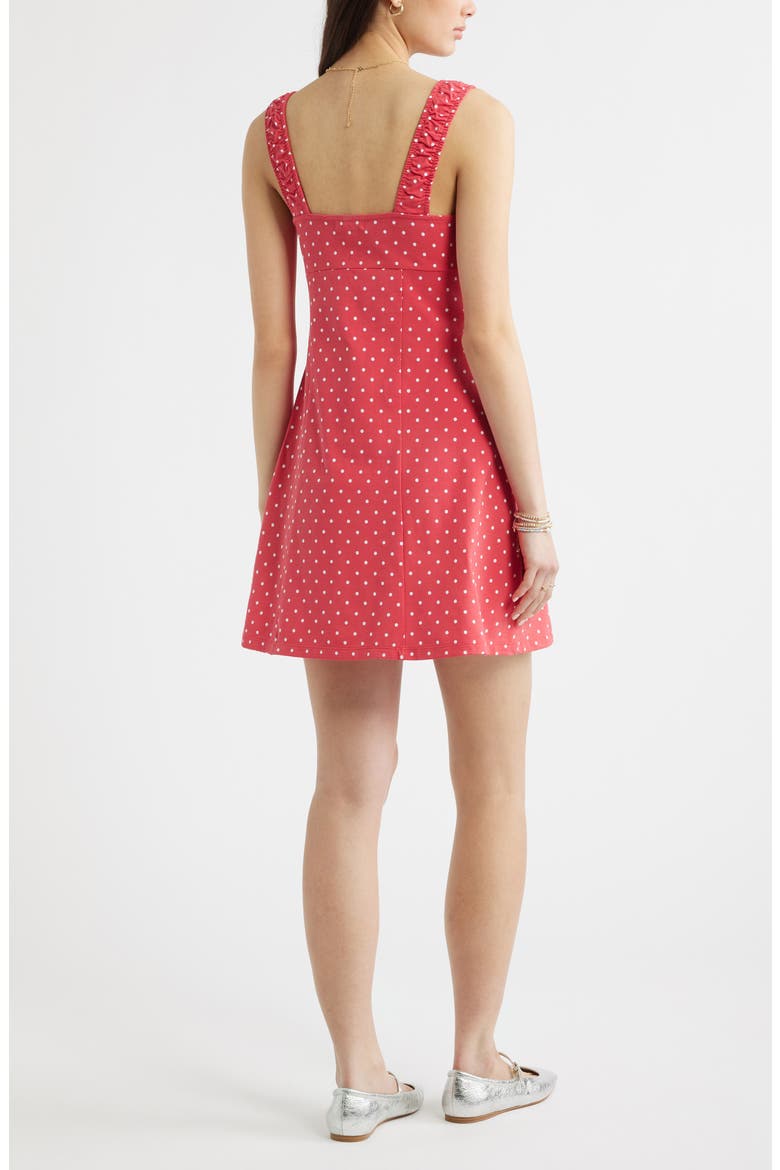 Floral Stretch Cotton Minidress, Alternate, color, RED S- WHITE DOVE DOT