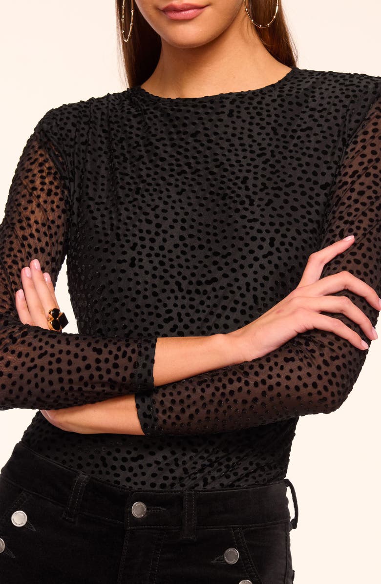 Ramy Brook Larry Polka Dot Long Sleeve Top, Alternate, color, Black Dot
