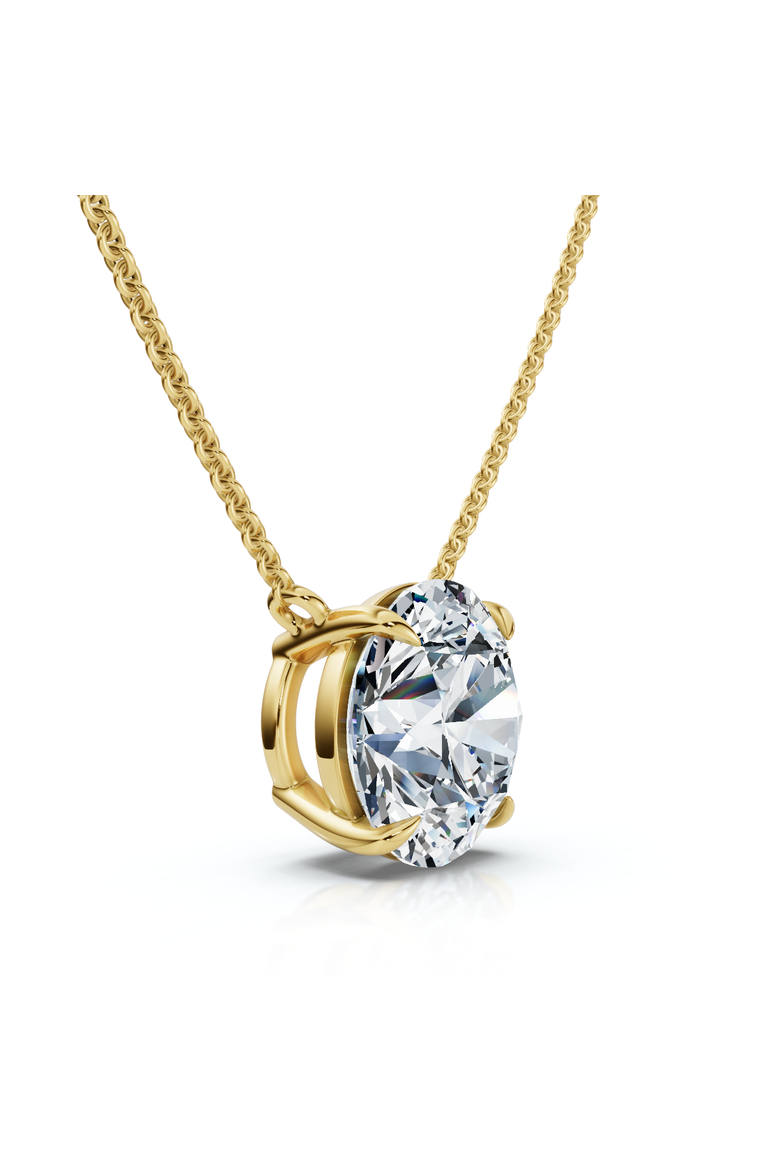 1 1/2Ct Round Cut Solitaire Diamond Pendant 14k Gold Women's 18" Chain Lab Grown, Main, color, Yellow Gold