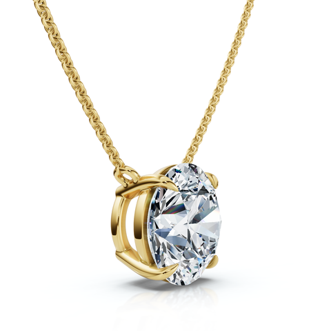 1 1/2Ct Round Cut Solitaire Diamond Pendant 14k Gold Women
s 18" Chain Lab Grown