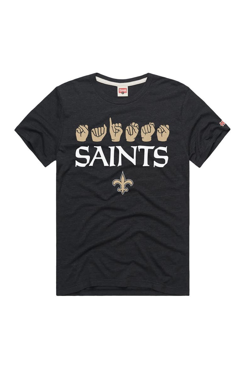 Unisex Homage  Black New Orleans Saints NFL ASL Collection by Love Sign Tri-Blend T-Shirt, Alternate, color, Black