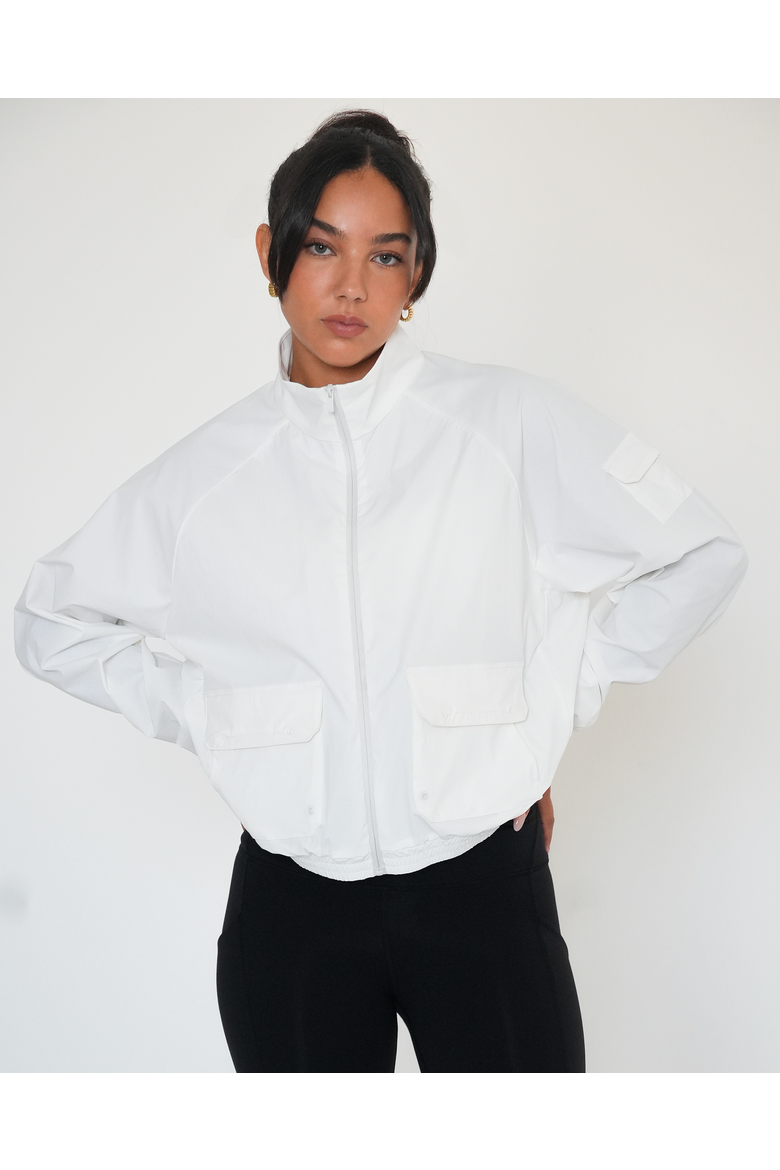 Cargo Nylon Windbreaker Jacket, Alternate, color, Off White