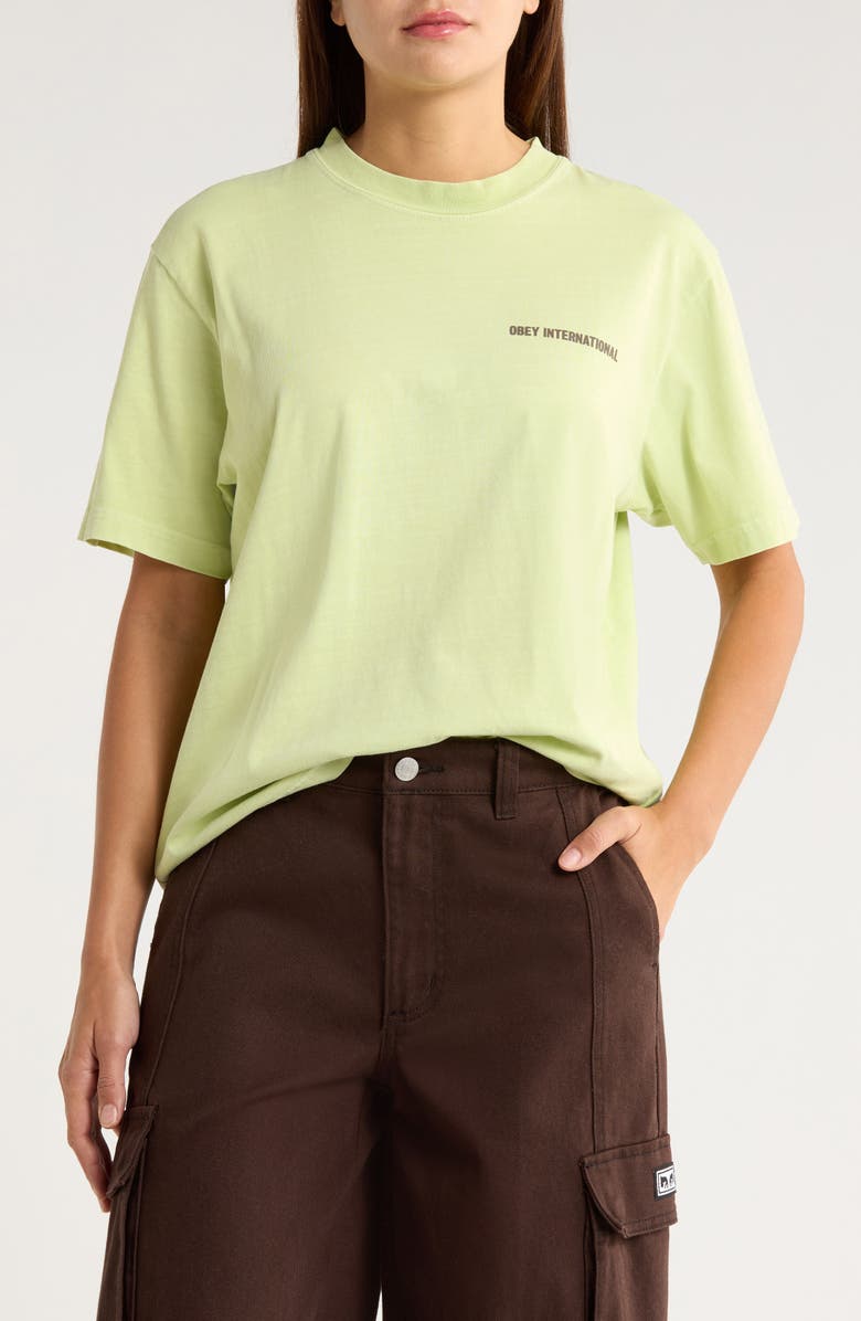 Obey International Cities Graphic T-Shirt, Main, color, Pigment Shadow Lime