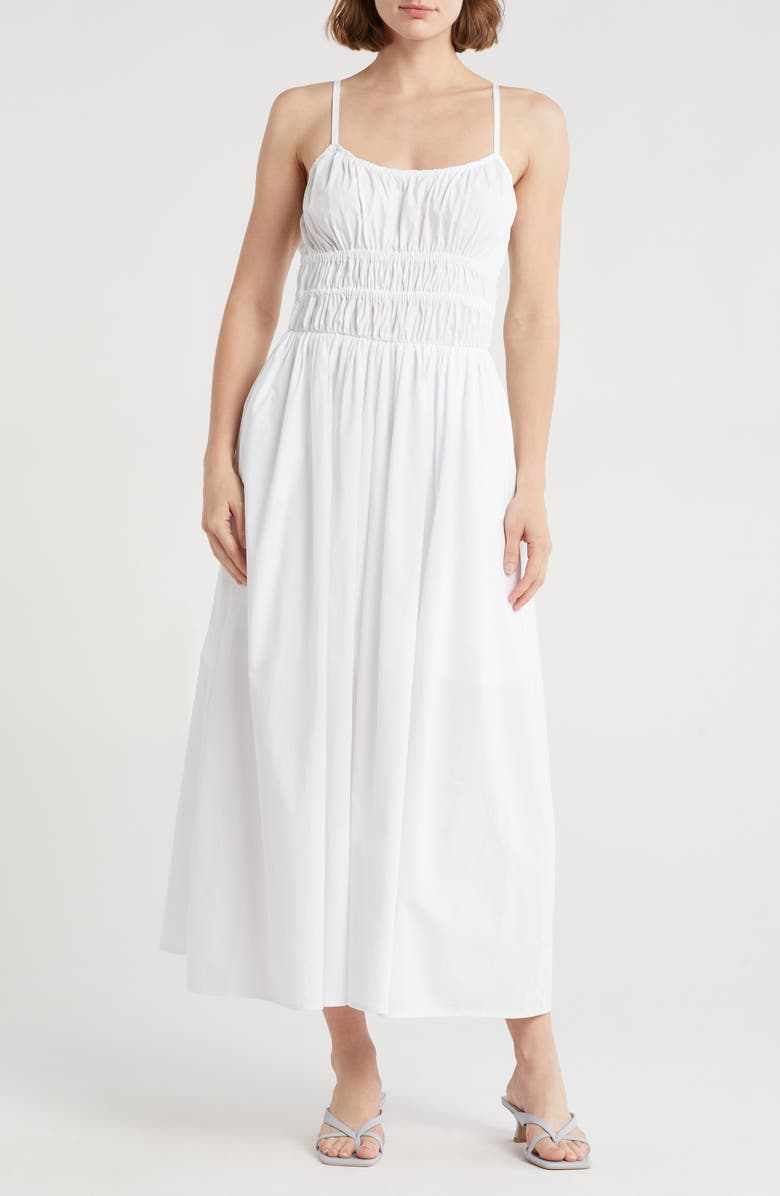 WISHLIST Shirred Cotton Maxi Sundress, Main, color,