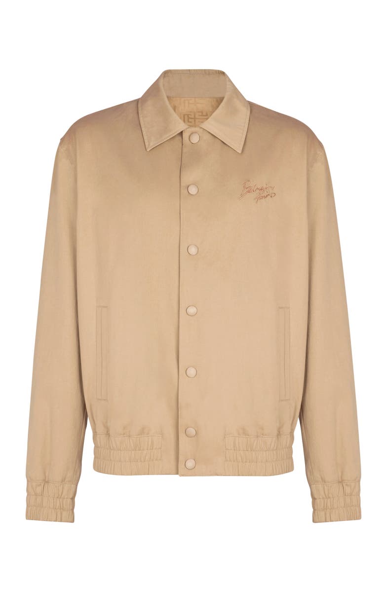 Balmain Cotton canvas bomber jacket, Main, color, Beige