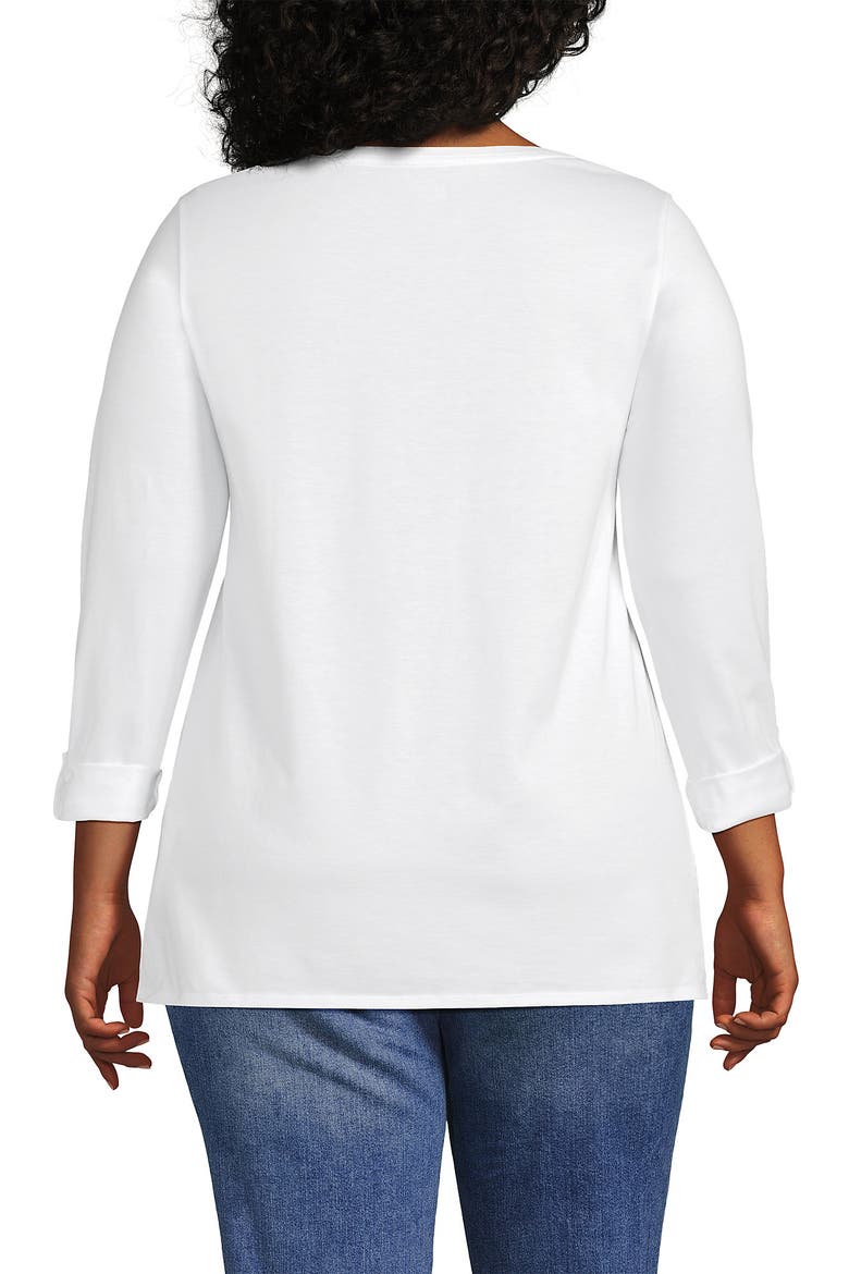 Supima Cotton Adjustable 3/4 Sleeve Boatneck Tunic, Alternate, color, White