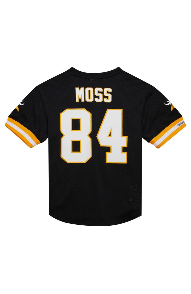 Mitchell & Ness Men's Mitchell & Ness Randy Moss Black Minnesota Vikings Retired Player Name & Number Mesh Top, Alternate, color, Black