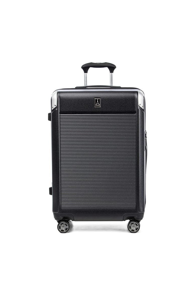 Platinum Elite Hardside Expandable 25" Medium Checked Spinner Luggage, Main, color, Shadow Black