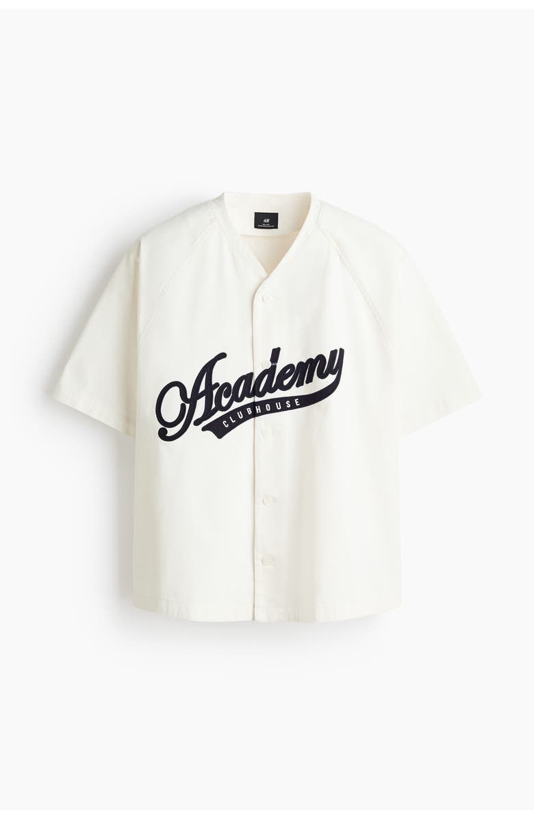 H&M Relaxed Fit Cotton Baseball Shirt, Main, color, White/Academy Club House