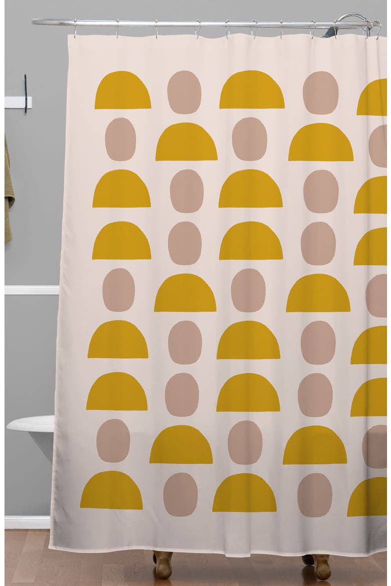 Hello Twigs Shapes Shower Curtain, Alternate, color, PINK/ YELLOW