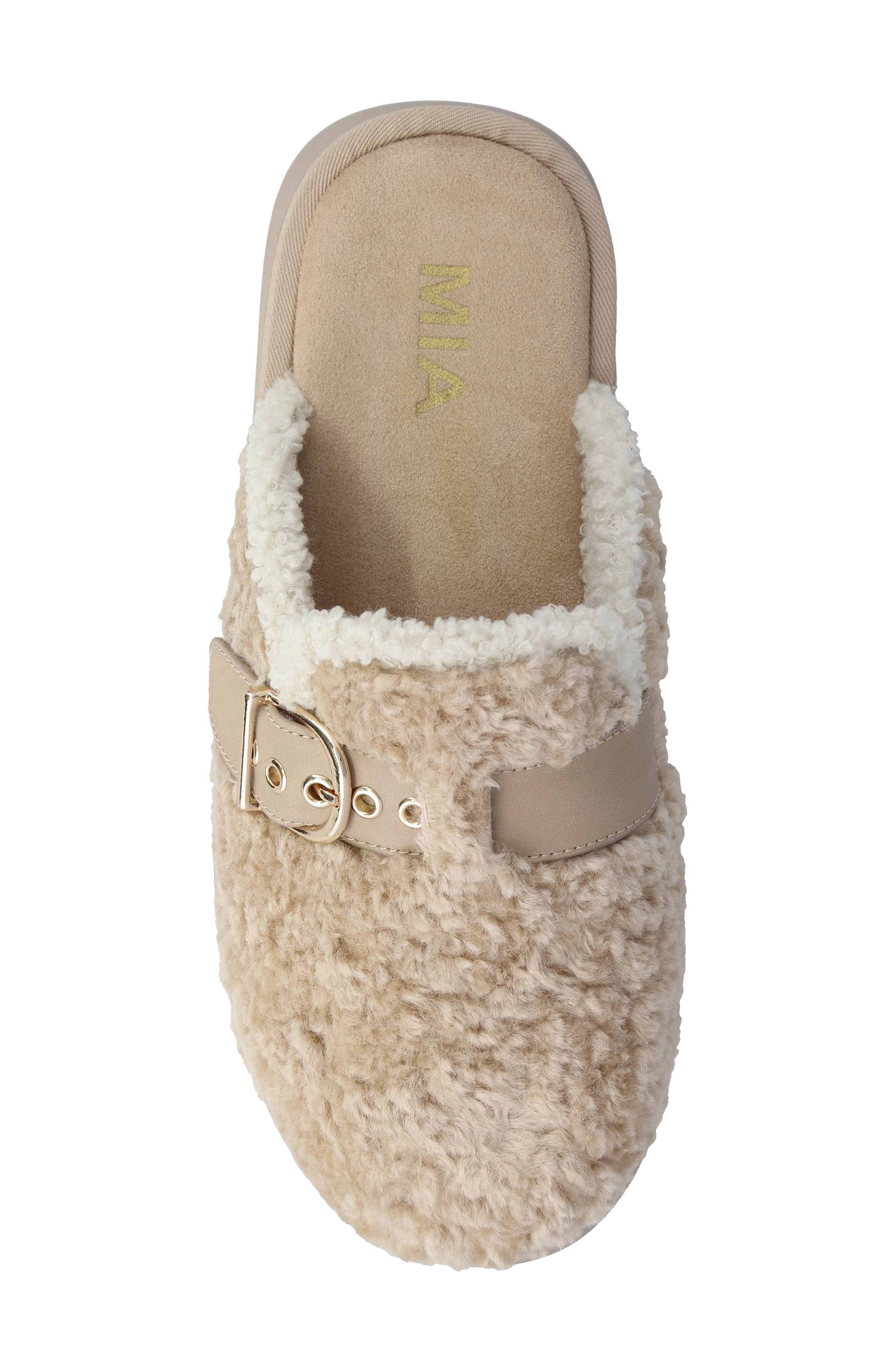 MIA Sugary Faux Shearling Platform Mule, Alternate, color, Natural