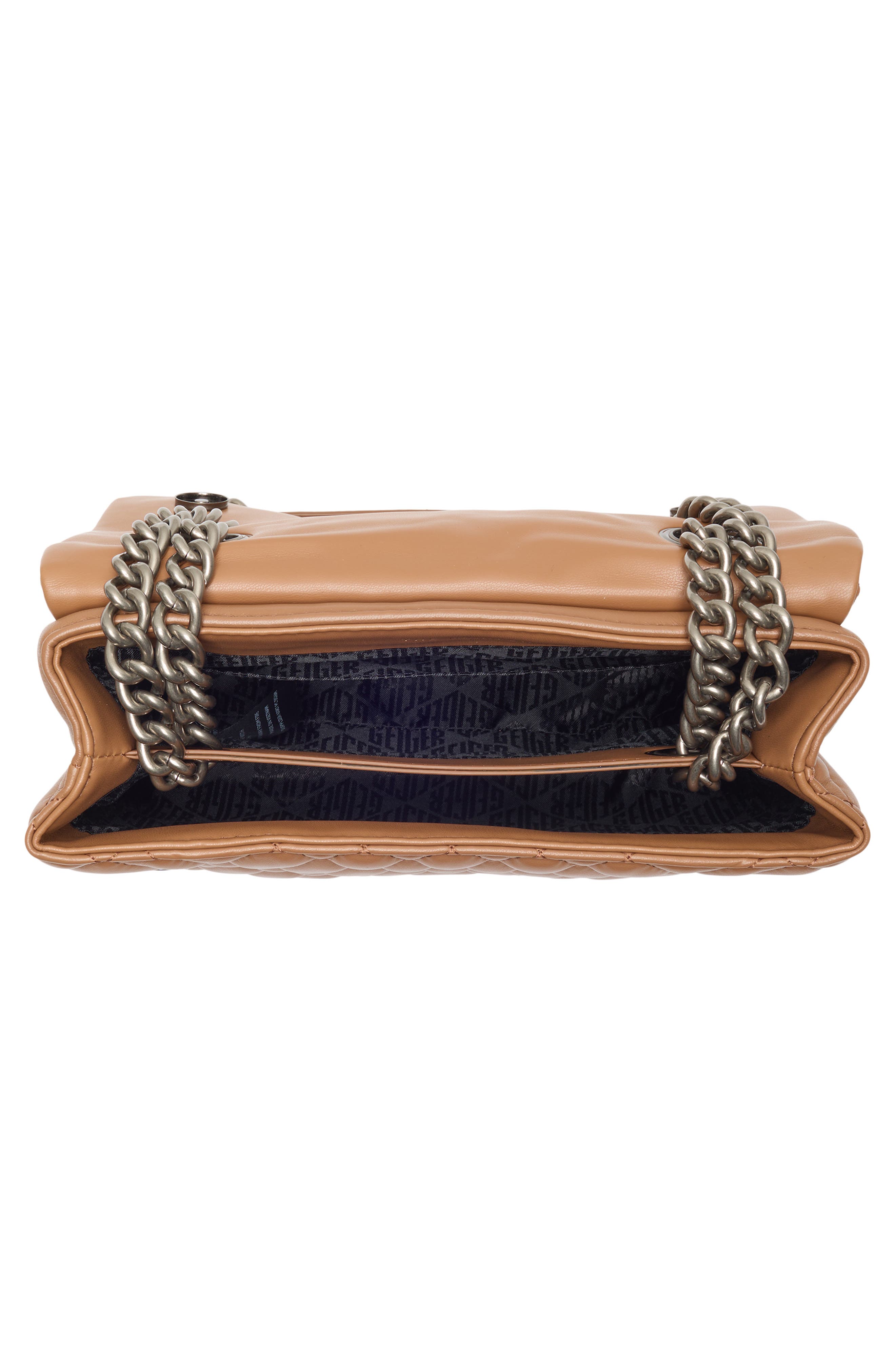 Kurt Geiger Brixton Diamond Quilted Leather Pad Lock Shoulder Bag, Alternate, color, Light/Pastel Brown