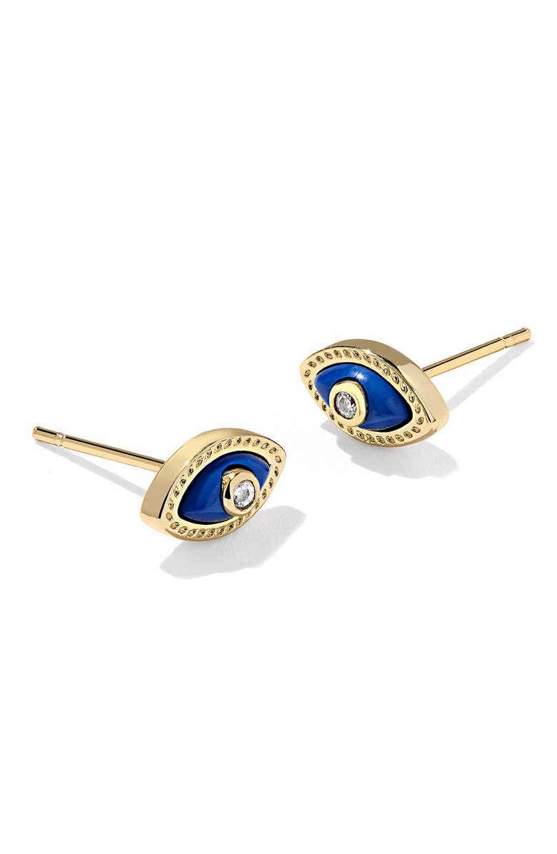 Kendra Scott Mini Eye Stud Earrings, Main, color, Gold Dark Blue Magnesite