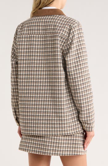 Check Plaid Corduroy Collar Jacket