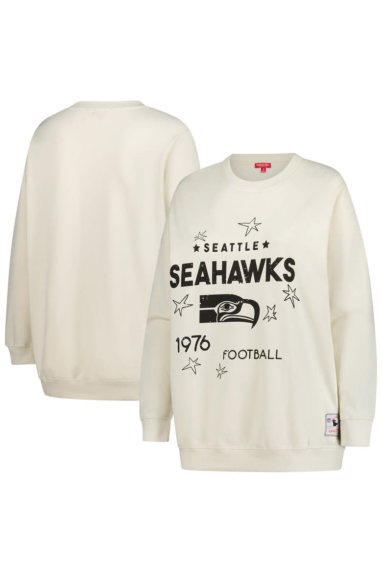 Women's Mitchell & Ness Cream Seattle Seahawks Plus Size Shooting Star Sweatshirt, Main, color, Cream